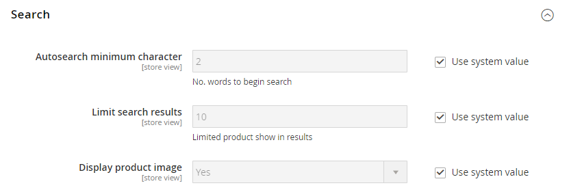 configure the search box for products