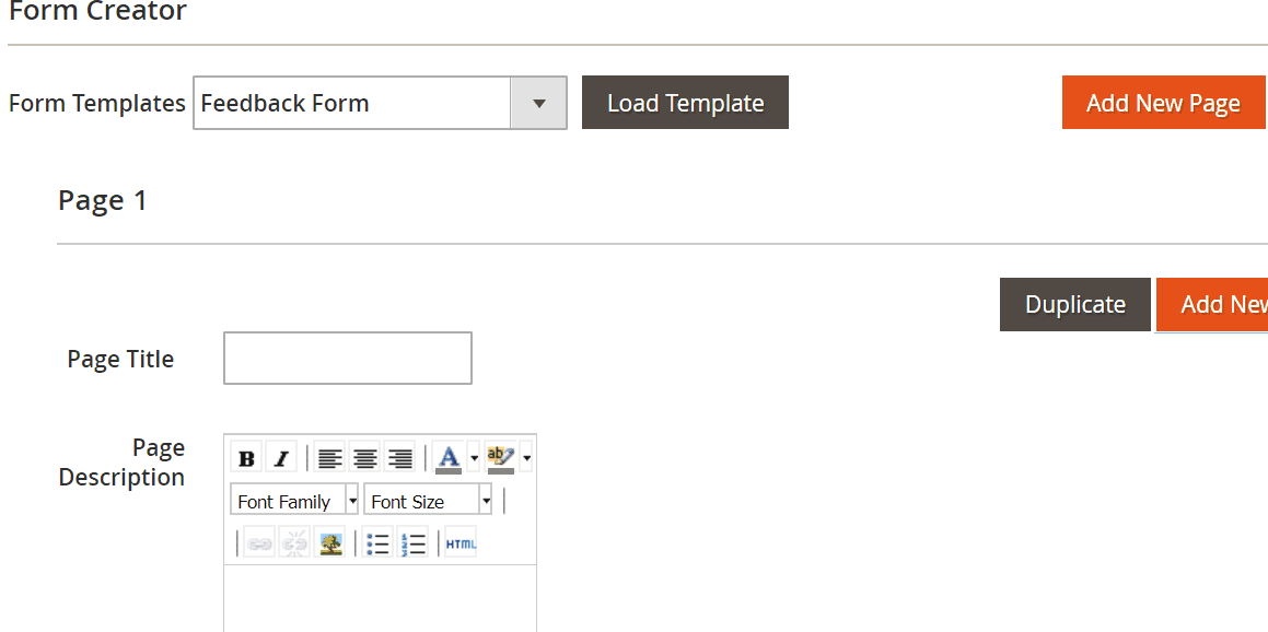 Custom form with multiple pages