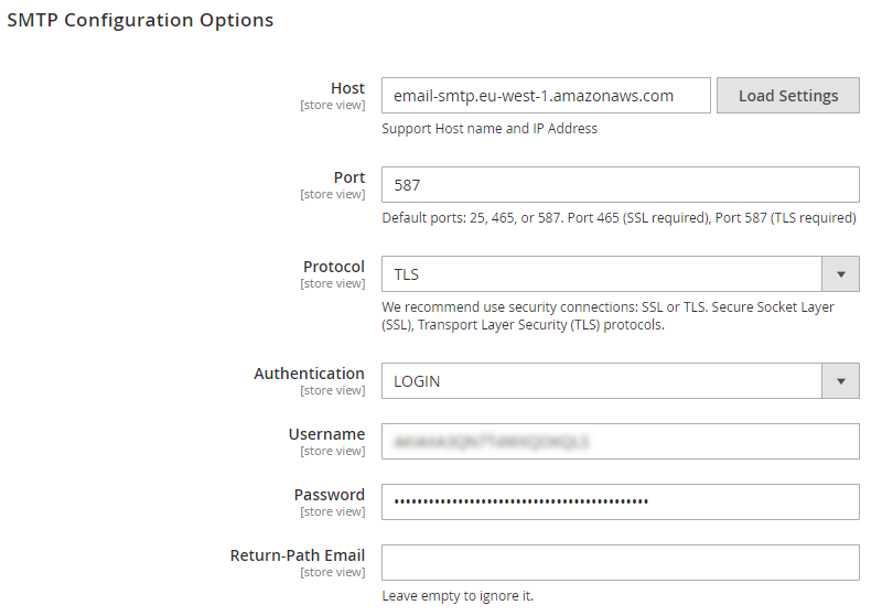 smtp configuration in Magento 2