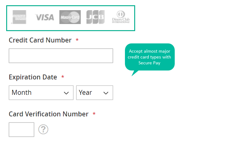 Accept all commonly-used payment cards