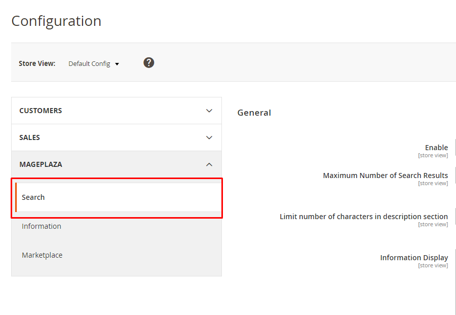 Configure search by SKU