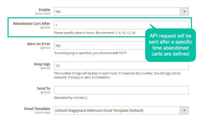 Magento 2 Webhooks Send API requests when cart abandonment happens