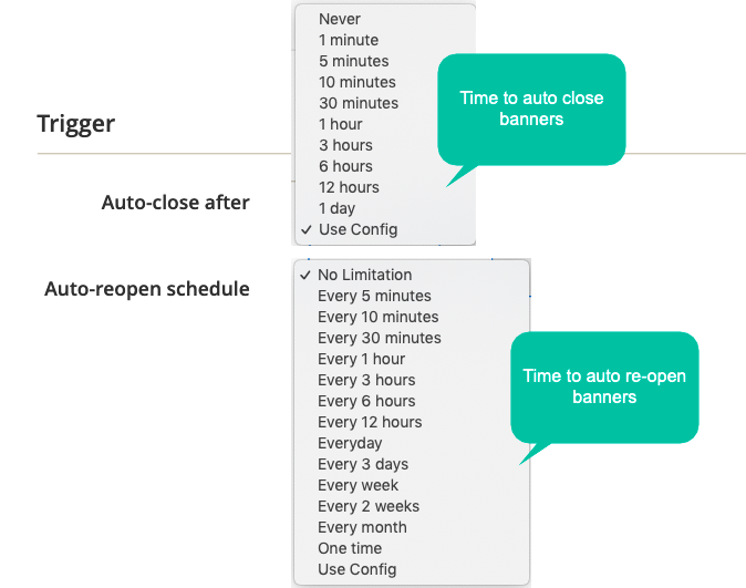  schedule for Promo Banner actions