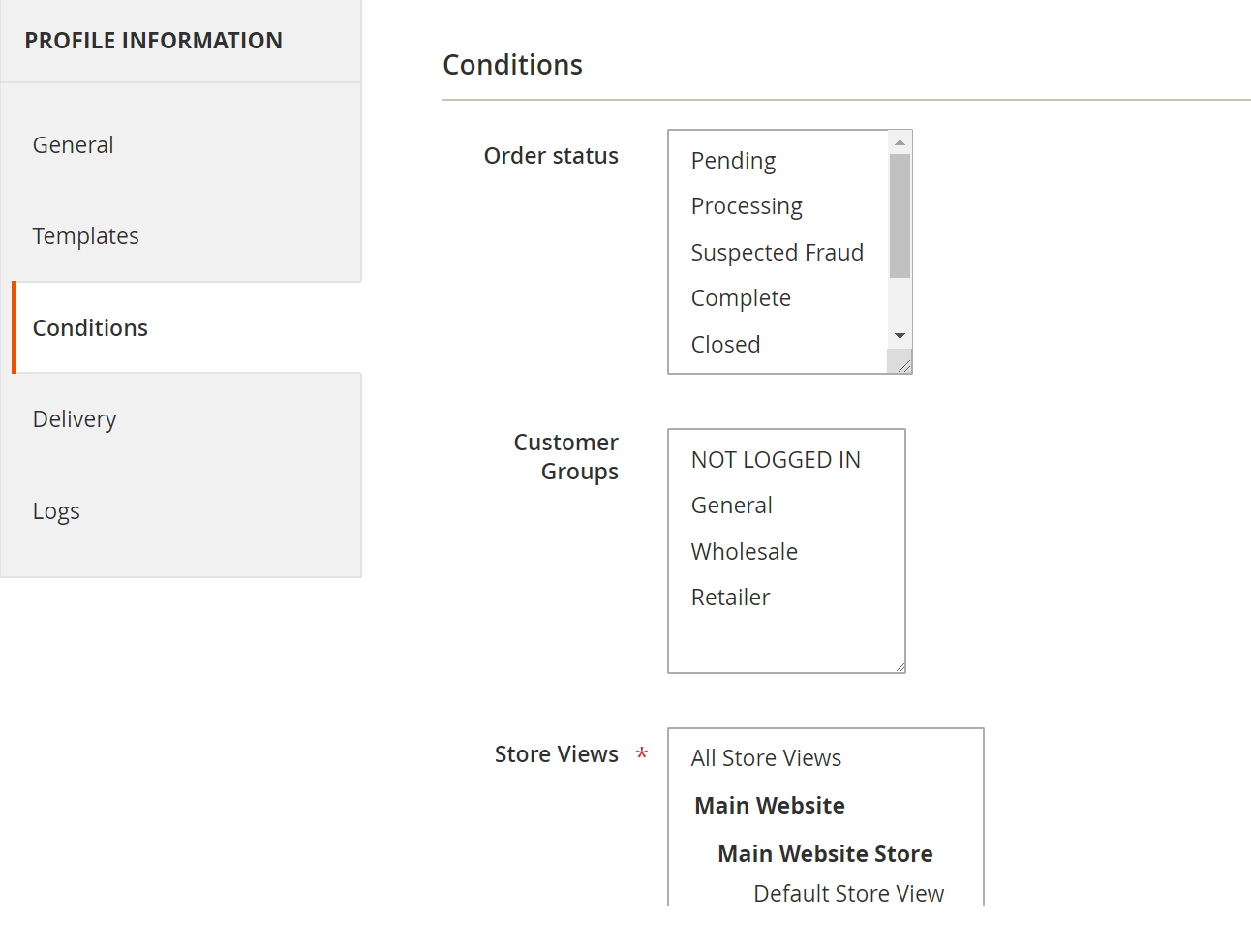 Ability to filter orders for export