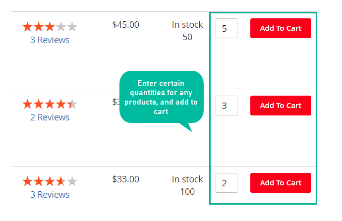 Adjust product quantity on category table