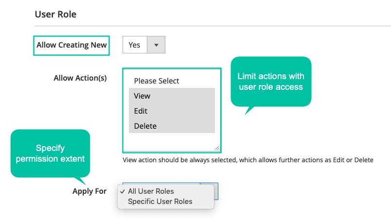 Set user role-related actions