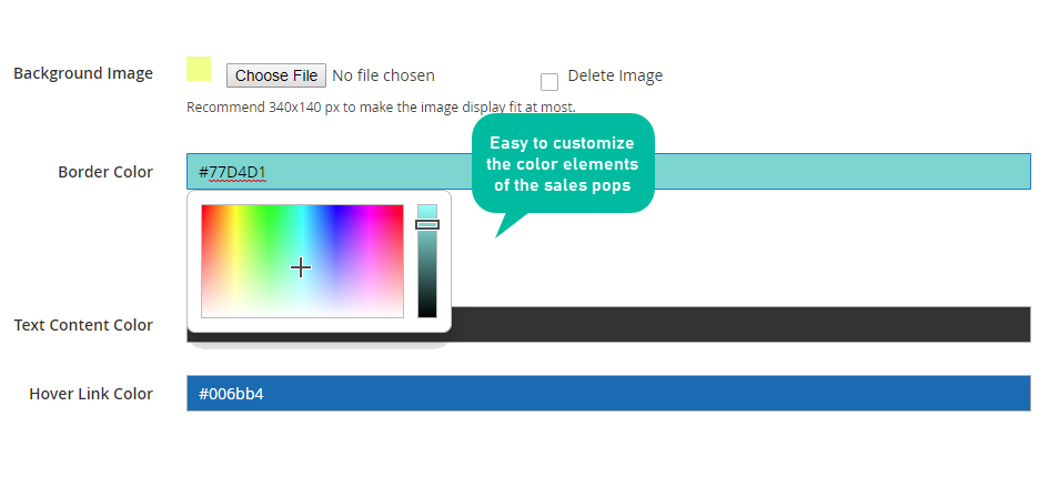 Customizable sales pop content and design