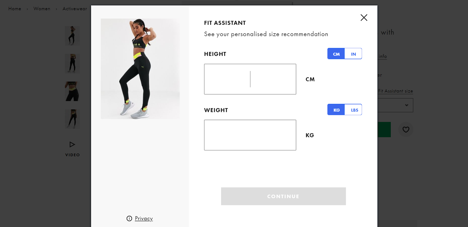 Fit Assistant Size