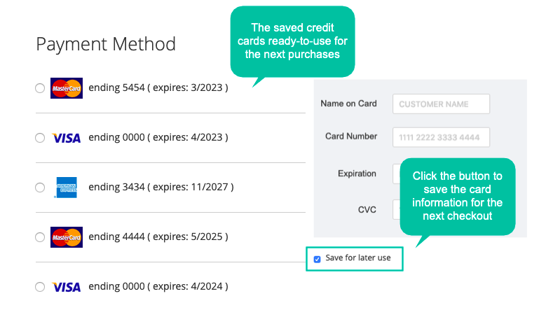 Support card saving and admin order