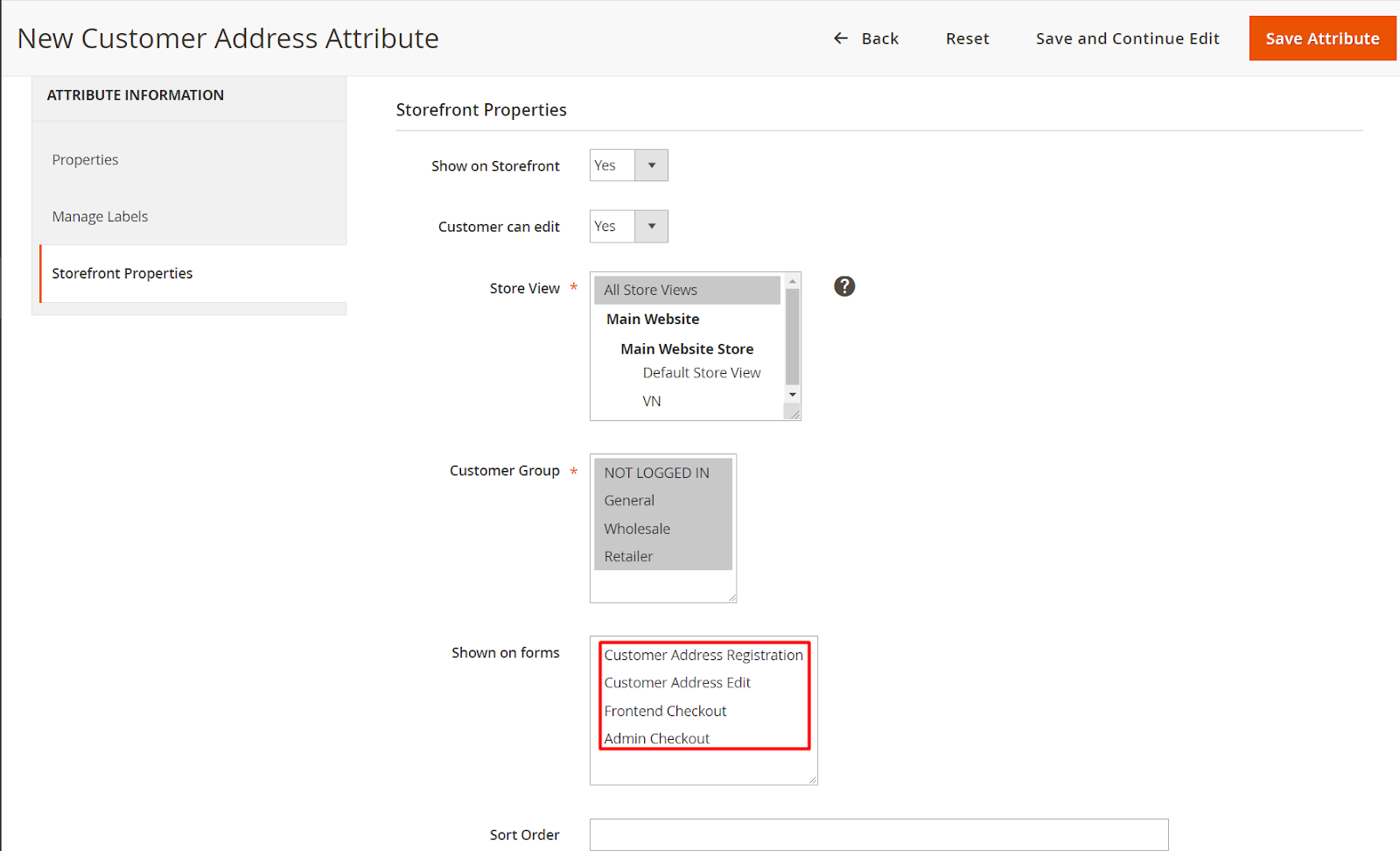 Configure in the backend