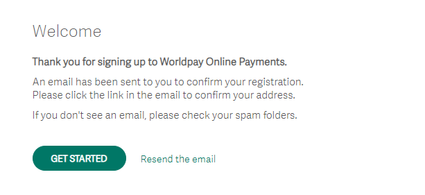 Worldpay email confirmation