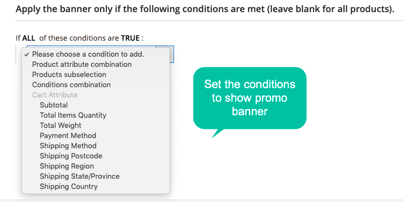 Set condition for Promo Banners