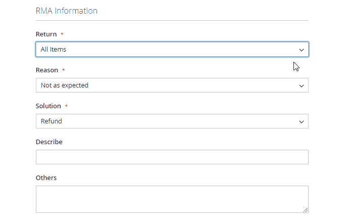 RMA Items Are Selected Flexibility