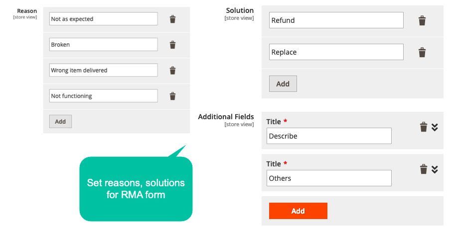 Set Reasons, Solutions For RMA Form