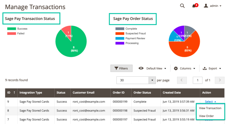 Manage Sage Pay Transactions and Orders