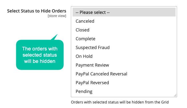 Displays/ Hides Orders By Status