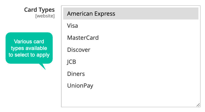 Major Worldwide Payment Cards