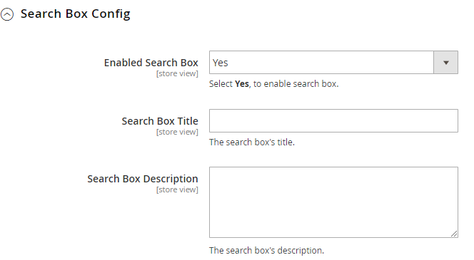 Search box config