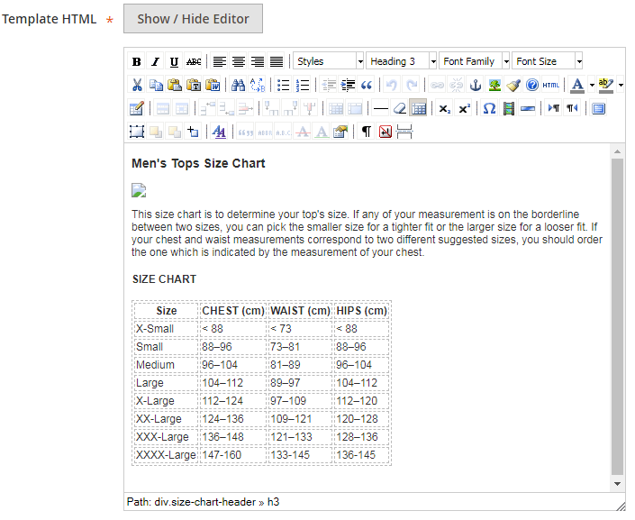 Html Font Size Chart