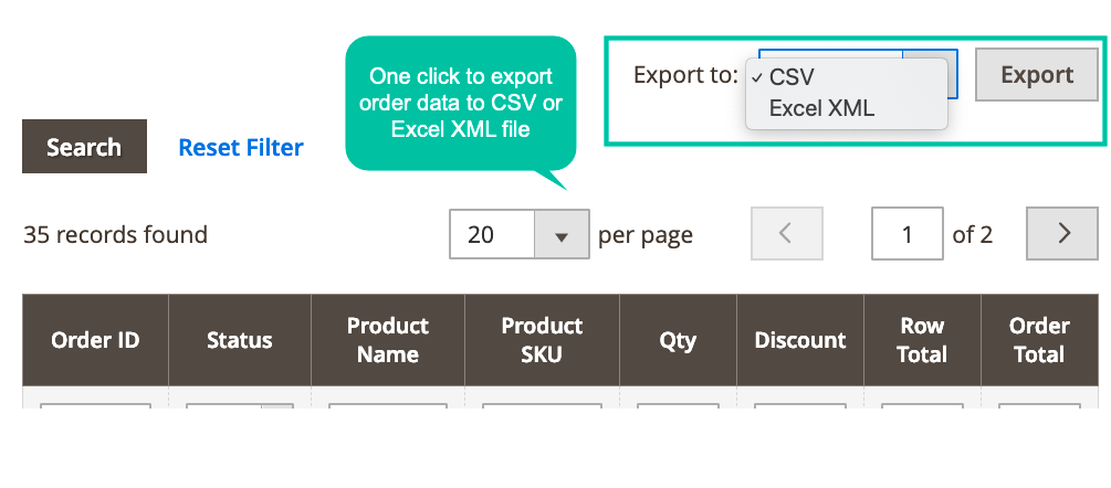 Quickly export purchased items of customers