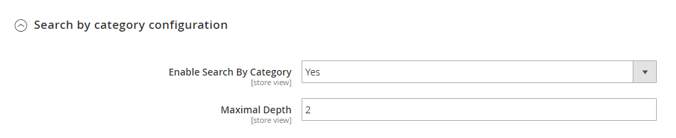 Search by category configuration