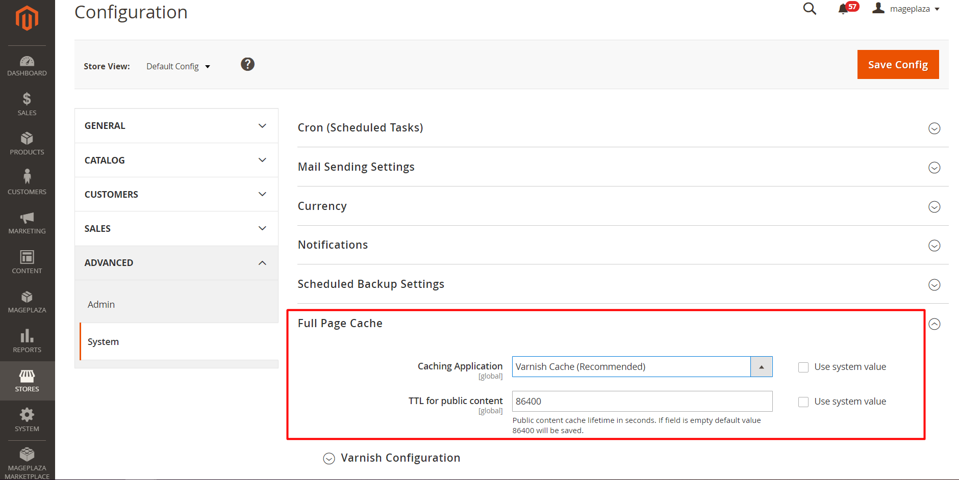 Enable Varnish Cache