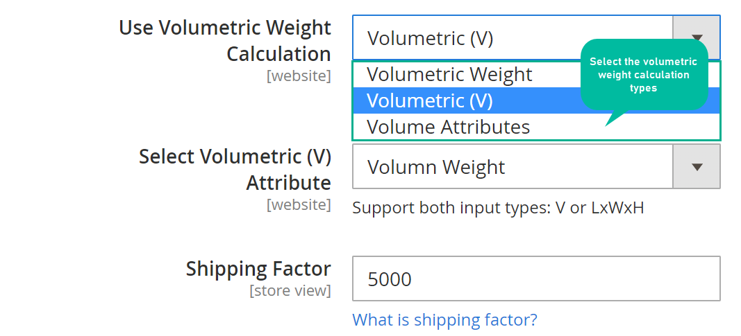 shipping cost by volumetric weight